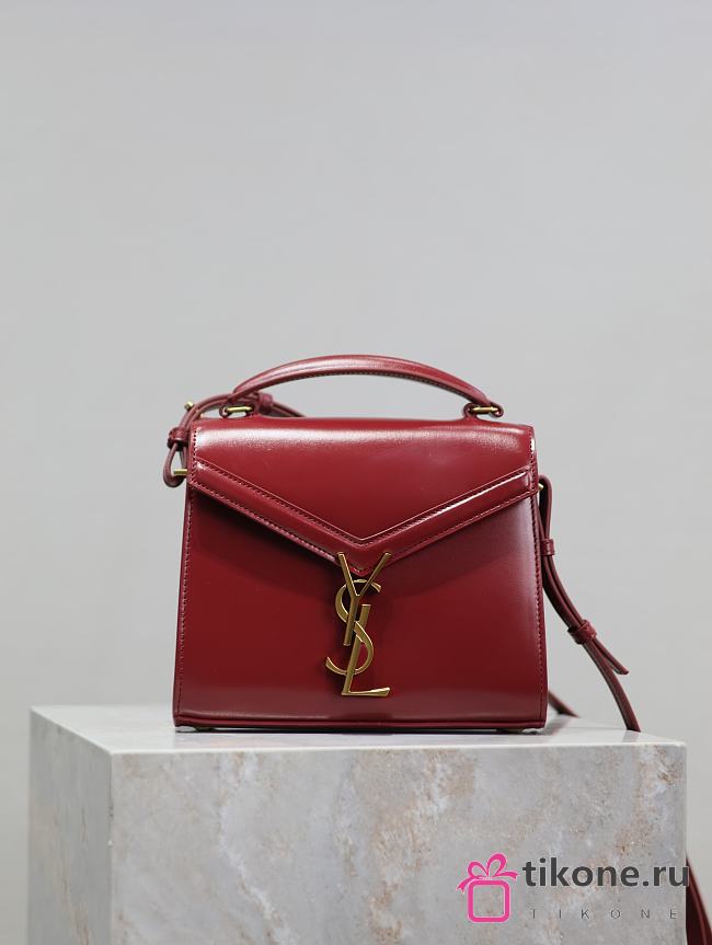 YSL Cassandra Mini Top Handle Bag In Box Leather Red - 20×16×7.5cm - 1