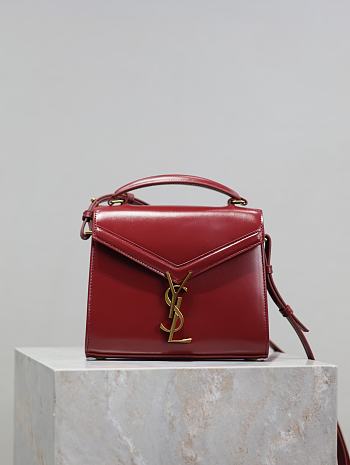 YSL Cassandra Mini Top Handle Bag In Box Leather Red - 20×16×7.5cm