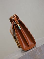 YSL Cassandra Mini Top Handle Bag In Box Leather Brown - 20×16×7.5cm - 2
