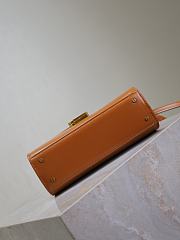 YSL Cassandra Mini Top Handle Bag In Box Leather Brown - 20×16×7.5cm - 4