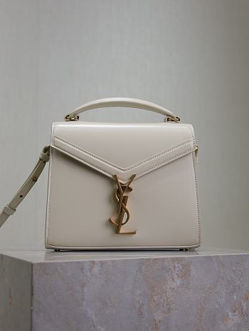 YSL Cassandra Mini Top Handle Bag In Box Leather White - 20×16×7.5cm