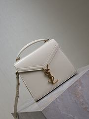 YSL Cassandra Mini Top Handle Bag In Box Leather White - 20×16×7.5cm - 3