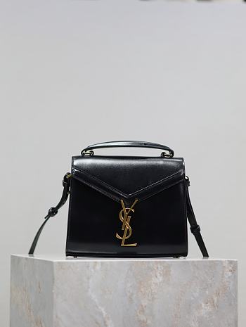 YSL Cassandra Mini Top Handle Bag In Box Leather Black - 20×16×7.5cm