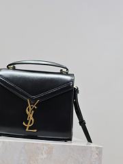 YSL Cassandra Mini Top Handle Bag In Box Leather Black - 20×16×7.5cm - 4