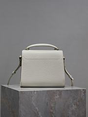 YSL Cassandra Mini Top Handle Bag In Grain De Poudre Embossed Leather White - 20×16×7.5cm - 5