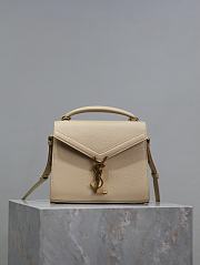 YSL Cassandra Mini Top Handle Bag In Grain De Poudre Embossed Leather Beige - 20×16×7.5cm - 1