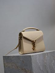 YSL Cassandra Mini Top Handle Bag In Grain De Poudre Embossed Leather Beige - 20×16×7.5cm - 6