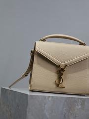 YSL Cassandra Mini Top Handle Bag In Grain De Poudre Embossed Leather Beige - 20×16×7.5cm - 4