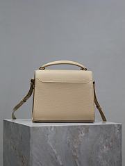 YSL Cassandra Mini Top Handle Bag In Grain De Poudre Embossed Leather Beige - 20×16×7.5cm - 2