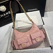 Large Hobo Bag Shiny Lambskin & Gold Tone Metal Light Pink - 22x31x15cm - 5