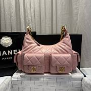Large Hobo Bag Shiny Lambskin & Gold Tone Metal Light Pink - 22x31x15cm - 1