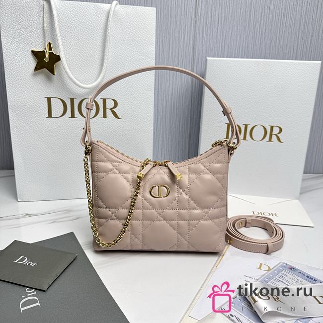 Miss Caro Diorling Mini Bag with Chain Powder Pink Macrocannage Lambskin - 21x17x7cm - 1