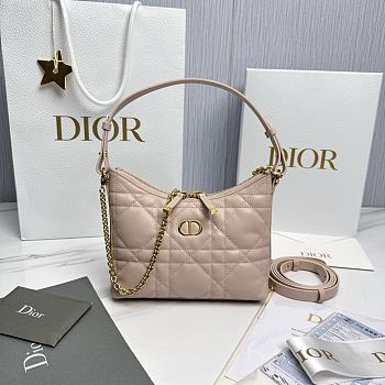 Miss Caro Diorling Mini Bag with Chain Powder Pink Macrocannage Lambskin - 21x17x7cm