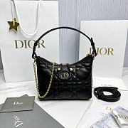 Miss Caro Diorling Mini Bag with Chain Powder Black Macrocannage Lambskin - 21x17x7cm - 1
