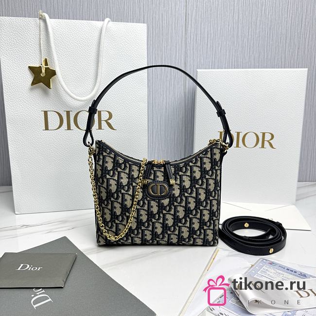 30 Montaigne Diorling Mini Bag with Chain Blue Dior Oblique Jacquard - 21x17x7cm - 1