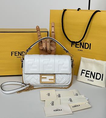 Baguette Mini White Nappa Leather Bag - 20x13x5cm