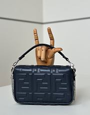 Baguette Mini Navy Nappa Leather Bag - 20x13x5cm - 4