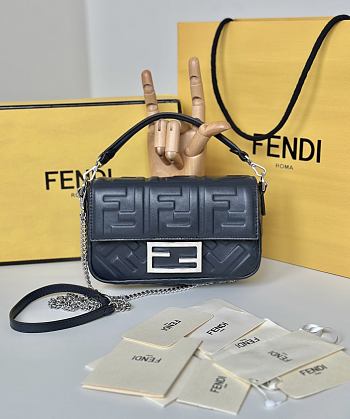 Baguette Mini Navy Nappa Leather Bag - 20x13x5cm