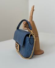 Baguette Mini Blue Nappa Leather Bag - 20x13x5cm - 4