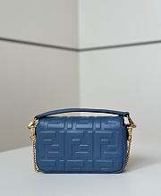 Baguette Mini Blue Nappa Leather Bag - 20x13x5cm - 3