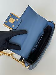 Baguette Mini Blue Nappa Leather Bag - 20x13x5cm - 2