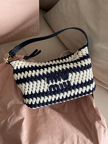 Miumiu Blue/white Crochet Pouch 5NE841 - 18.5x14x10cm