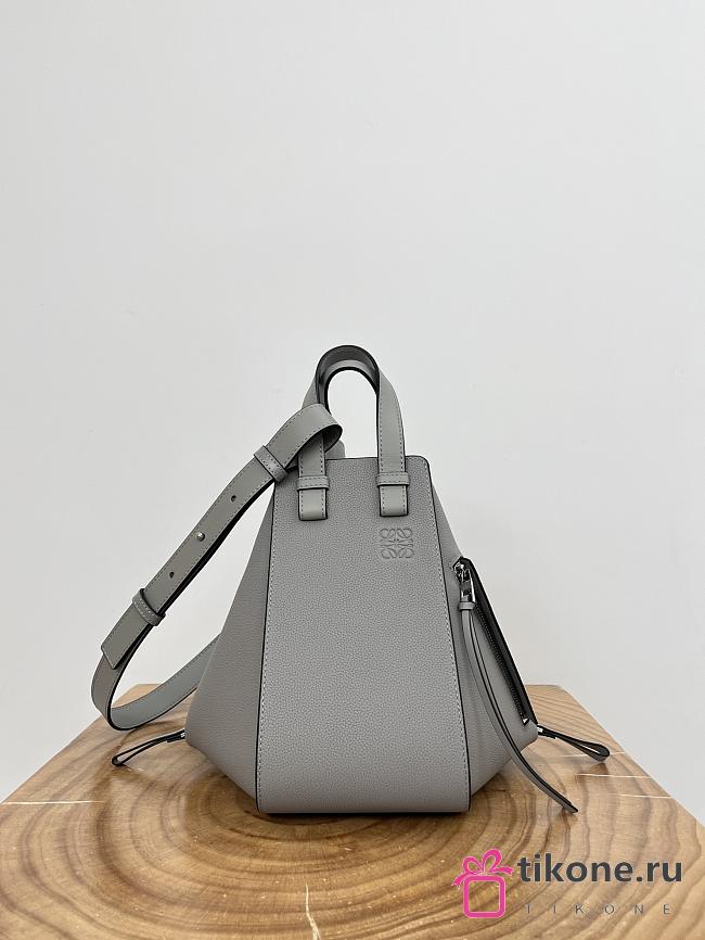 Loewe Small Hammock Bag in Soft Grained Calfskin Gray - 30x25x13.5cm - 1