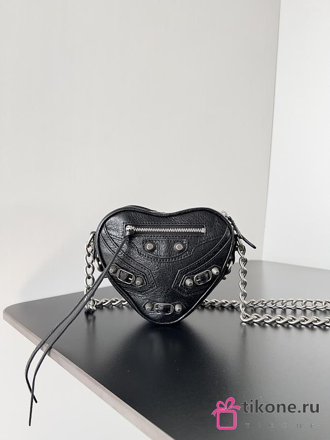 Balenciaga Le Cagole Heart Mini Bag Black - 16x13x4.1cm - 1