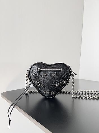 Balenciaga Le Cagole Heart Mini Bag Black - 16x13x4.1cm