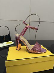 Fendi Delfina Sequin & Leather Sandal in Pink 10cm - 4