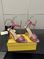 Fendi Delfina Sequin & Leather Sandal in Pink 10cm - 3