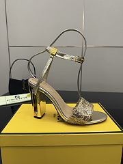 Fendi Delfina Sequin & Leather Sandal in Gold 10cm - 3
