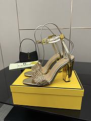 Fendi Delfina Sequin & Leather Sandal in Gold 10cm - 2