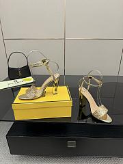 Fendi Delfina Sequin & Leather Sandal in Gold 10cm - 4