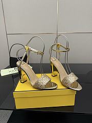 Fendi Delfina Sequin & Leather Sandal in Gold 10cm - 6