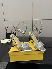 Fendi Delfina Sequin & Leather Sandal in Silver 10cm - 2