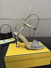 Fendi Delfina Sequin & Leather Sandal in Silver 10cm - 3