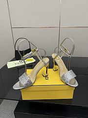Fendi Delfina Sequin & Leather Sandal in Silver 10cm - 4