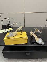 Fendi Delfina Sequin & Leather Sandal in Silver 10cm - 5
