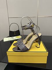 Fendi Delfina Sequin & Leather Sandal in Metallic 10cm - 2