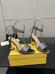 Fendi Delfina Sequin & Leather Sandal in Metallic 10cm - 4