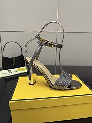 Fendi Delfina Sequin & Leather Sandal in Metallic 10cm - 3