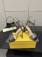 Fendi Delfina Sequin & Leather Sandal in Metallic 10cm - 5