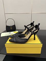 Fendi Colibri Toe Slingback Pump Raffia Black - 6