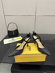 Fendi Colibri Toe Slingback Pump Raffia Black - 5