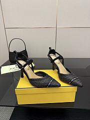 Fendi Colibri Toe Slingback Pump Raffia Black - 3