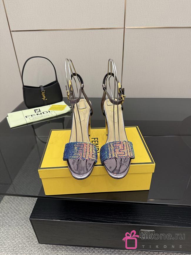 Fendi Delfina Sequin & Leather Sandal in Multicolor 10cm - 1