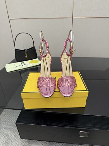 Fendi Delfina Sequin & Leather Sandal in Pink 10cm