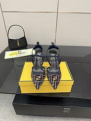 Fendi Colibri Lite Medium Heeled Slingbacks in Navy Blue FF Velvet  - 1