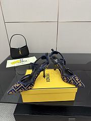Fendi Colibri Lite Medium Heeled Slingbacks in Navy Blue FF Velvet  - 4